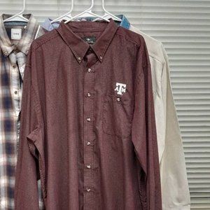 ANTIGUA TEXAS A&M AGGIES MENS MAROON STRUCTURE LONG SLEEVE DRESS SHIRT
